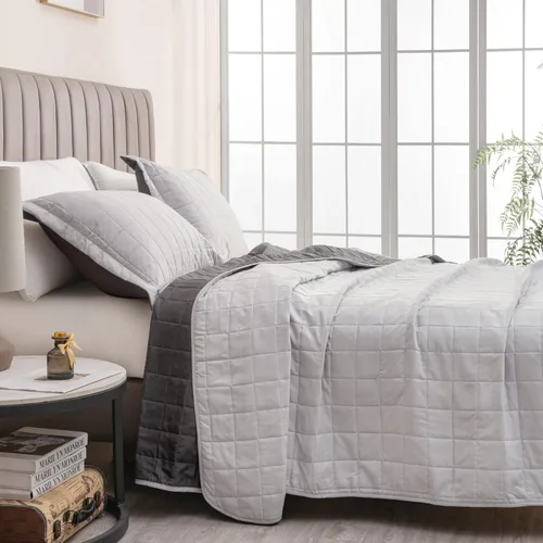 Vista 9 de Great Bay Home Juego de edredón y funda de almohada de terciopelo de tamaño individual, terciopelo de lujo de doble cara, juego de ropa de cama