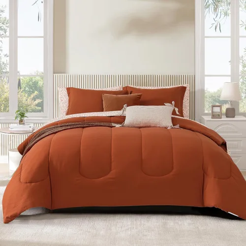 Vista 18 de Monbix Juego de ropa de cama tamaño Twin XL - Juego de 5 piezas extra largo para dormitorio, diseño acolchado, cama en una bolsa Twin XL