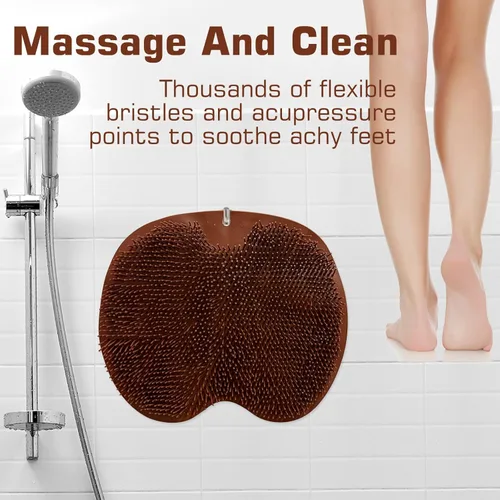 Vista 6 de Tapete de Limpieza de Pies para Ducha, Lavador de Espalda, Almohadilla de Baño Exfoliante para la Espalda, Montaje en Pared, Copas Antideslizantes