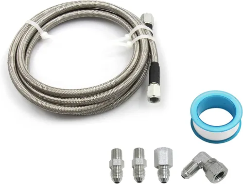 Línea trenzada de acero inoxidable 4AN Multi Tamaño remoto Turbocompresor Sensor Teflon Gauge Line Kit (48 pulgadas)