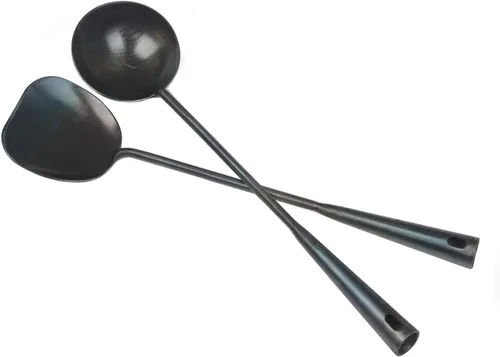 Vista 6 de ZhenSanHuan Utensilio de Wok Tradicional Chino Hecho a Mano de Hierro, Utensilio de Wok Largo (Espátula, 32CM/12.6'')