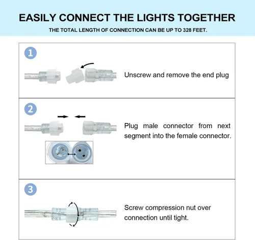 Vista 6 de Cuerda de luces LED de 10 pies, 108 luces de tubo LED conectables y flexibles, luces de cuerda para dormitorio, jardín, patio, cubierta, patio