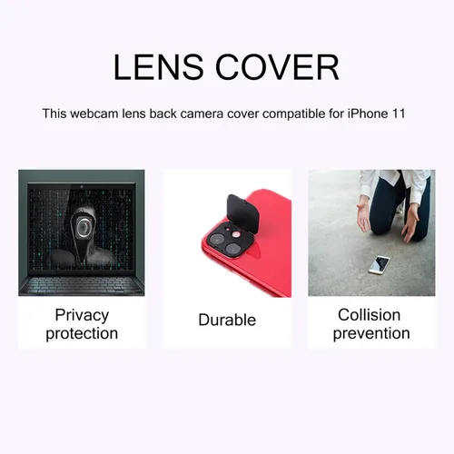 Vista 3 de Funda para lente de cámara de teléfono compatible con iPhone 11, protector de lente de cámara para proteger la privacidad y la seguridad, adhesivo