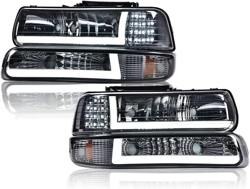 Vista 23 de PIT66 Lámparas LED DRL de montaje de faros delanteros compatibles con Chevy Silverado 1999-2002 / 2000-2006 Tahoe Suburban faro delantero con luces
