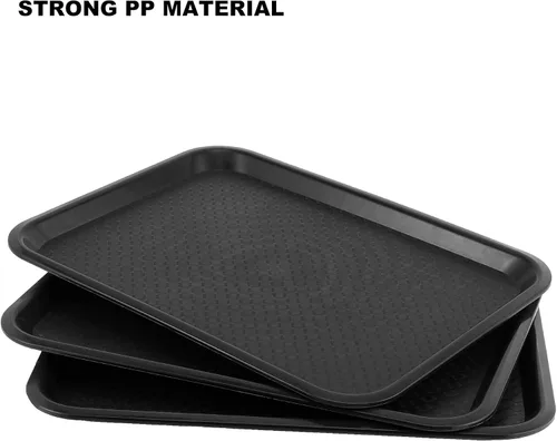 Vista 3 de SHEUTSAN 8 paquetes de bandejas de plástico de 16 x 12 pulgadas para comida rápida, bandejas rectangulares antideslizantes para servicio