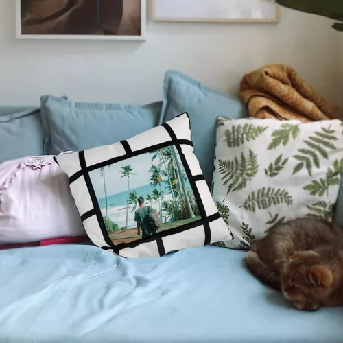 Vista 8 de 4 piezas de fundas de almohada de celosía en blanco para sublimación, fundas de cojín, fundas de almohada de 13 paneles para impresión