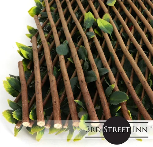 Vista 6 de 3rd Street Inn Leaf Trellis - Panel de vegetación de bambú - Sustituto de valla de privacidad de boj e hiedra - Cerca flexible DIY