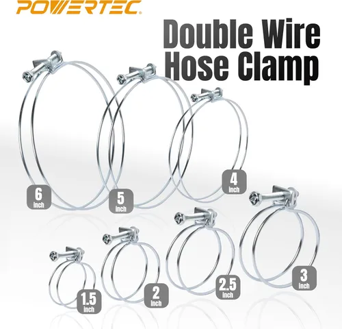 Vista 8 de POWERTEC Abrazadera de manguera de doble alambre de 2-1/2 pulgadas con perno, 10 abrazaderas de manguera ajustables para colector de polvo, manguera