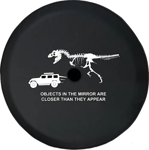 Vista 5 de Esqueleto de dinosaurio persiguiendo camper auto personalizado repuesto Tire Covers tamaño 28 a 29 pulgadas