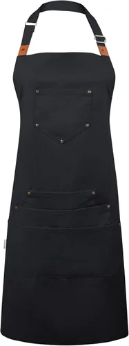 Vista 6 de Cotton Canvas Apron for Women & Men – Adjustable Neck Strap & Waist Ties with Pockets