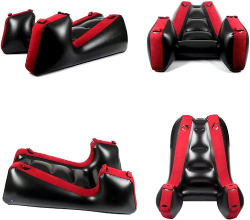 Vista 3 de Sofá cama inflable, sofá inflable con bomba de aire para el hogar, sillón portátil, herramientas de relajación para dormitorio (rojo)