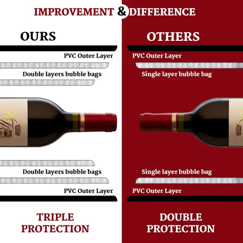 Vista 2 de [PROTECCIÓN MEJORADA] Juego de 4 (8 piezas) Bolsas de Vino Reutilizables para Viajes, Protector de Viaje de Vino, Funda de Viaje para Botella