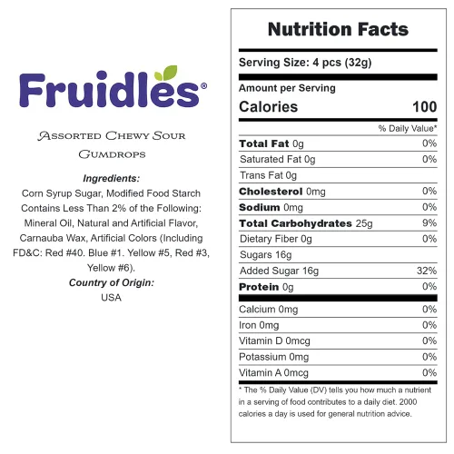 Vista 2 de Fruidles Gomitas ácidas masticables surtidas, ideales para eventos, fiestas de cumpleaños, platos de dulces y mucho más vendidos por libra