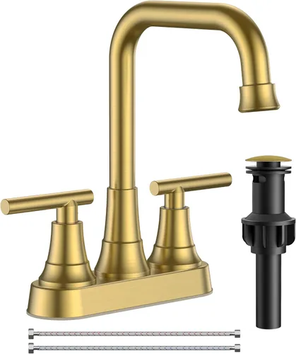 Vista 34 de FORIOUS Juego central de grifos de baño negros y dorados, grifo comercial Negro y dorado