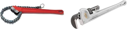 Vista 8 de RIDGID 31330 Llave de cadena de 4-1/2 pulgadas 31100 Paquete de llaves de tubo recto de aluminio de 18 pulgadas