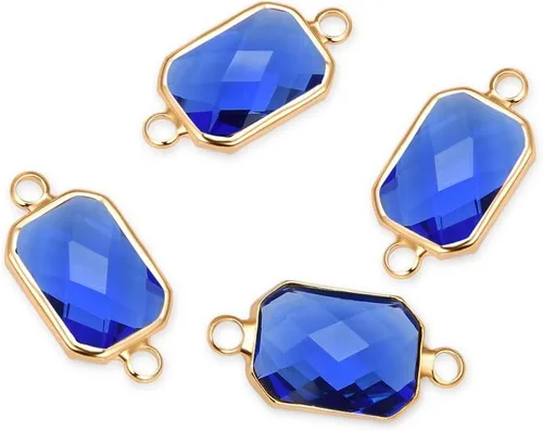 Vista 11 de Adabele 10 unidades de grado A de agosto peridoto verde piedra natal conector rectangular de corte radiante de 0.551 in 18 quilates chapado en oro