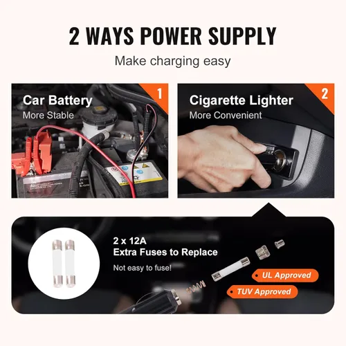 Vista 6 de VEVOR - Gato eléctrico para coche de 5 toneladas/11023 LBS, gato hidráulico con bomba inflable integrada y luz LED