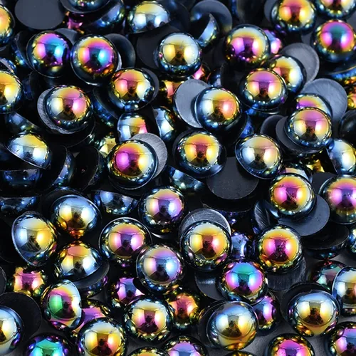 Vista 9 de 1500 perlas semicirculares con parte trasera plana, cuentas verdes medio redondas de 0.157 pulgadas para manualidades, fabricación de joyas