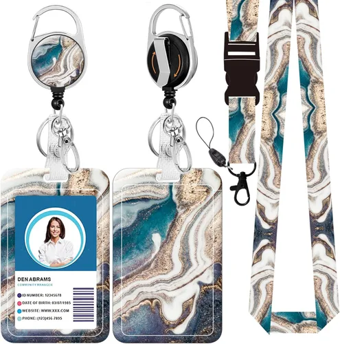 Vista 48 de Cordón para insignia y soporte para credencial de identificación, carretes retráctiles de insignia con clip para cinturón de carrete de mosquetón