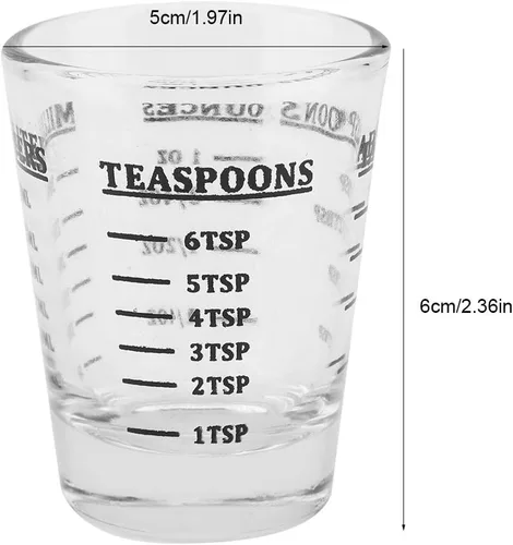 Vista 4 de Vaso medidor, vaso de chupito de espresso, vaso de vino líquido pesado, 4 escalas, ml, cucharadita, cucharada, taza de vino, tazas medidoras
