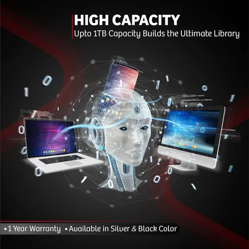 Vista 7 de Disco duro externo portátil de 1 TB, USB 3.0, disco duro de 2.5 pulgadas, transferencia de datos de alta velocidad y almacenamiento de respaldo