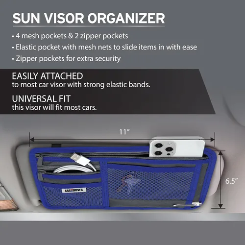 Vista 3 de Car and Driver Organizador de visera Accesorios para visera Bolsillo de red para tarjetas de coche Accesorios interiores para automóviles