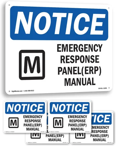 Vista 7 de Emergency Response Plan (ERP) Manual With Symbol OSHA Notice Vinyl Decal Label 7 Inch x 5 Inch - 5 Pack