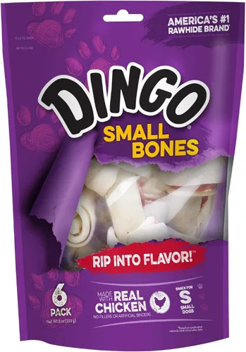 Vista 6 de Dingo Huesos medianos premium, cuero crudo para perros, hechos con pollo real