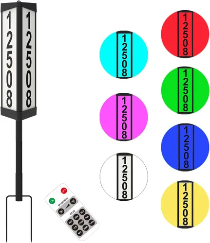 Vista 8 de Acrylic - Números solares de dirección para casa, letrero de dirección con estacas dobles, doble color impermeable, placa de dirección moderna