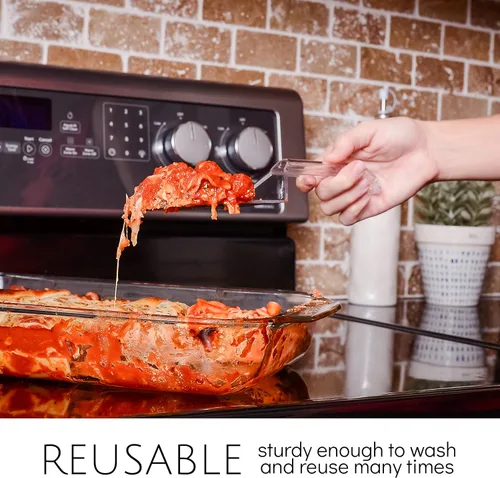 Vista 4 de Plasticpro Espátula desechable de plástico para servir, utensilios de servicio duraderos y resistentes, transparentes, paquete de 4