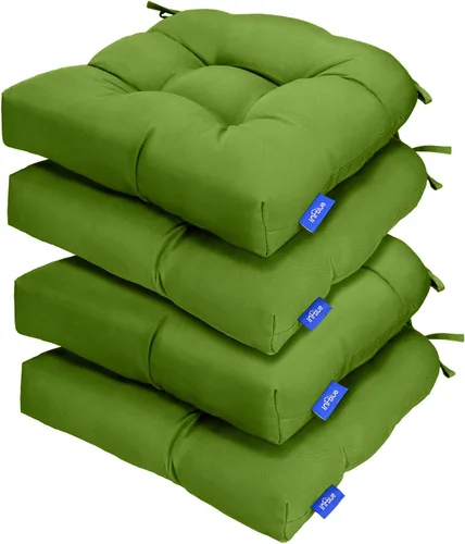 Vista 35 de Cojines de mimbre copetudos de 3 piezas para muebles de patio, cojines de mimbre para sillas de exterior con lazos, cojines de mimbre repelentes al