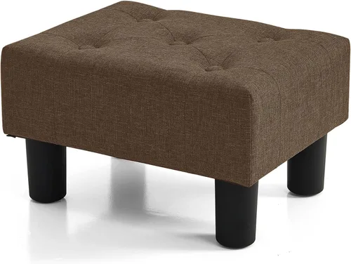 Vista 40 de BRIAN & DANY Taburete pequeño para pies, taburetes de lino con patas, reposapiés pequeño estable para sala de estar, beige