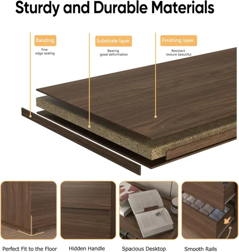 Vista 4 de furtble Cómoda apilable de 2 cajones, cómoda pequeña para armario, mesita de noche moderna para dormitorio, mesa auxiliar con cajón
