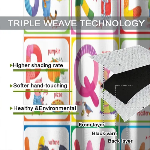 Vista 7 de BAEKJIN Cortinas opacas con bolsillo para barra de barra de conocimiento del alfabeto, para biblioteca escolar, 2 paneles, decoración del hogar, 42