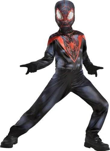 Amscan Miles Morales Spider-Man Halloween Costume, Boys, Into the Spider-Verse, Includes Jumpsuit and Hood