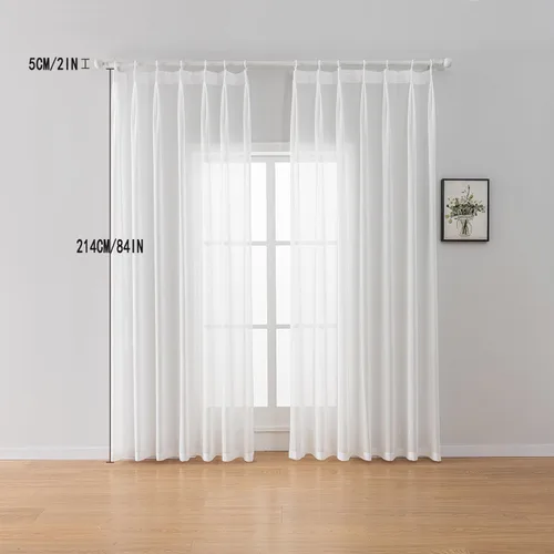 Vista 7 de Cortinas traslúcidas blancas con pliegues elegantes de 84 pulgadas, 1 panel, cortinas plisadas para sala de estar, puerta corrediza de vidrio