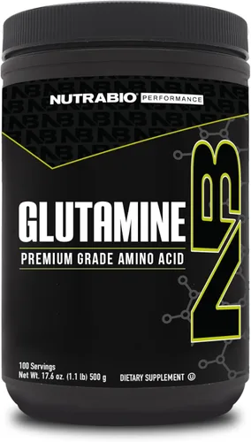 NutraBio L-glutamina en polvo puro, 100 porciones de suplemento de L-glutamina, aminoácido, grado puro, glutamina, absolutamente sin aditivos,