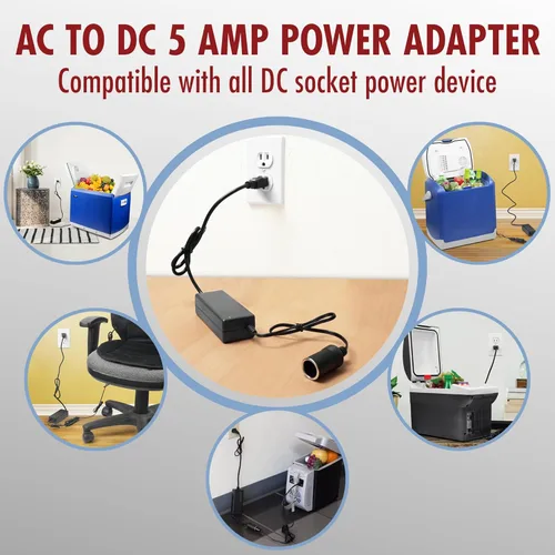 Vista 7 de Wagan EL9903 Adaptador de corriente de CA a CC 5A 60W Convertidor de potencia 110V CA a 12V CC Adaptador de enchufe de encendedor de cigarrillos