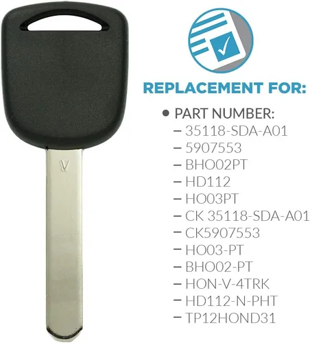 Vista 2 de Keyless2Go Repuesto para llave HO03 de encendido sin cortar con chip V de transpondedor V (paquete de 2)