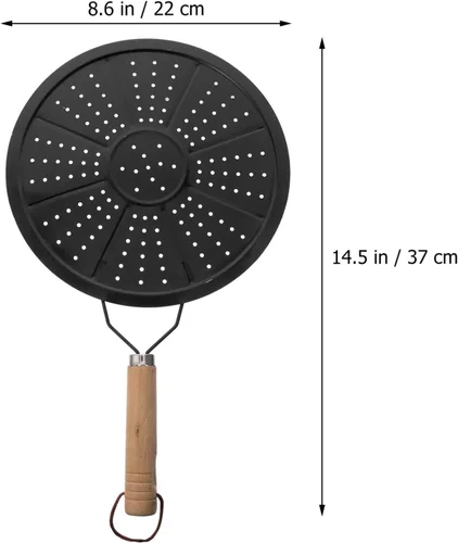 Vista 5 de Luxshiny Quemador de inducción Reductor de difusor de calor Placa de hierro fundido con mango de madera Almohadilla de aislamiento para estufas