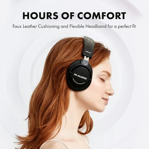 Vista 3 de M-AUDIO HDH40 - Auriculares de estudio sobre la oreja con diseño de parte trasera cerrada, diadema flexible y cable de 2.7m para monitoreo