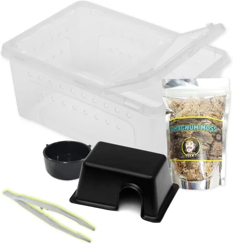 Vista 4 de Jungle Bob - Caja de terrario de reptiles de plástico transparente - Fácil transporte de mascotas - Caja para hierbas pequeñas - Ventilación lateral
