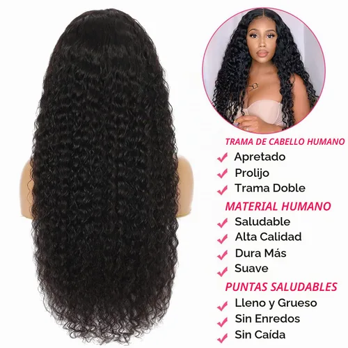 Vista 4 de Pelucas de cabello humano con encaje frontal de onda profunda 13x4 de 180 densidad, peluca frontal de encaje completo HD, pelucas de cabello humano