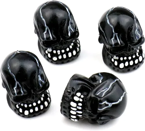 Vista 5 de Tapones de válvula de neumáticos para automóviles, a prueba de polvo, linda cabeza de calavera, ajuste universal para la mayoría de automóviles