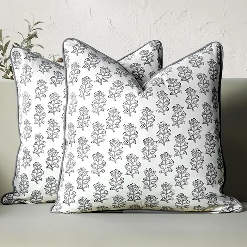 Vista 28 de CPC Fundas de Cojines Decorativos 100% Algodón 16x16 Pulgadas, Juego de 2 Cojines de Sofá con Estampado de Bloques Rosados, Lindas Almohadas