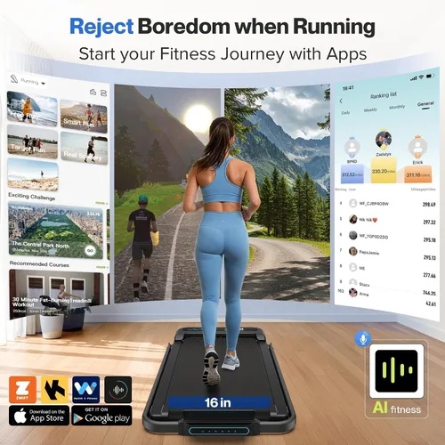 Vista 6 de Cardirun Almohadilla para caminar con 10% de inclinación, 4 en 1 plegable caminadora con barra de mango para espacios pequeños en el hogar, 3.0 HP