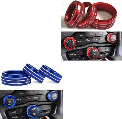 Auprite Cubiertas de perilla de control de clima para Dodge Challenger/Charger 2015-2023, para Chrysler 300 300s 2015-2022 2023 (3 piezas/rojo + 3