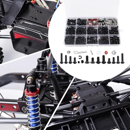 Vista 4 de Kit de herramientas de reparación RC de 524 piezas, tornillos hexagonales M3 M4, tornillos hexagonales, carcasa de tuerca, clips de cuerpo