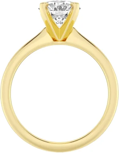 Vista 2 de Customize Jewels IGI 1 2 3 4 5 Carat White Oval Excellent Beautiful Lab Created Diamond Petite Solitaire Engagement Ring In 14k Yellow Gold For