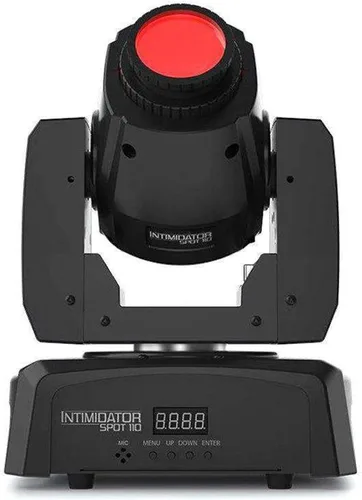 Vista 2 de Chauvet DJ Intimidator Spot 110 - Foco LED de cabeza móvil de 10 vatios con 2 cables DMX y paño de pulido de Austin Bazaar